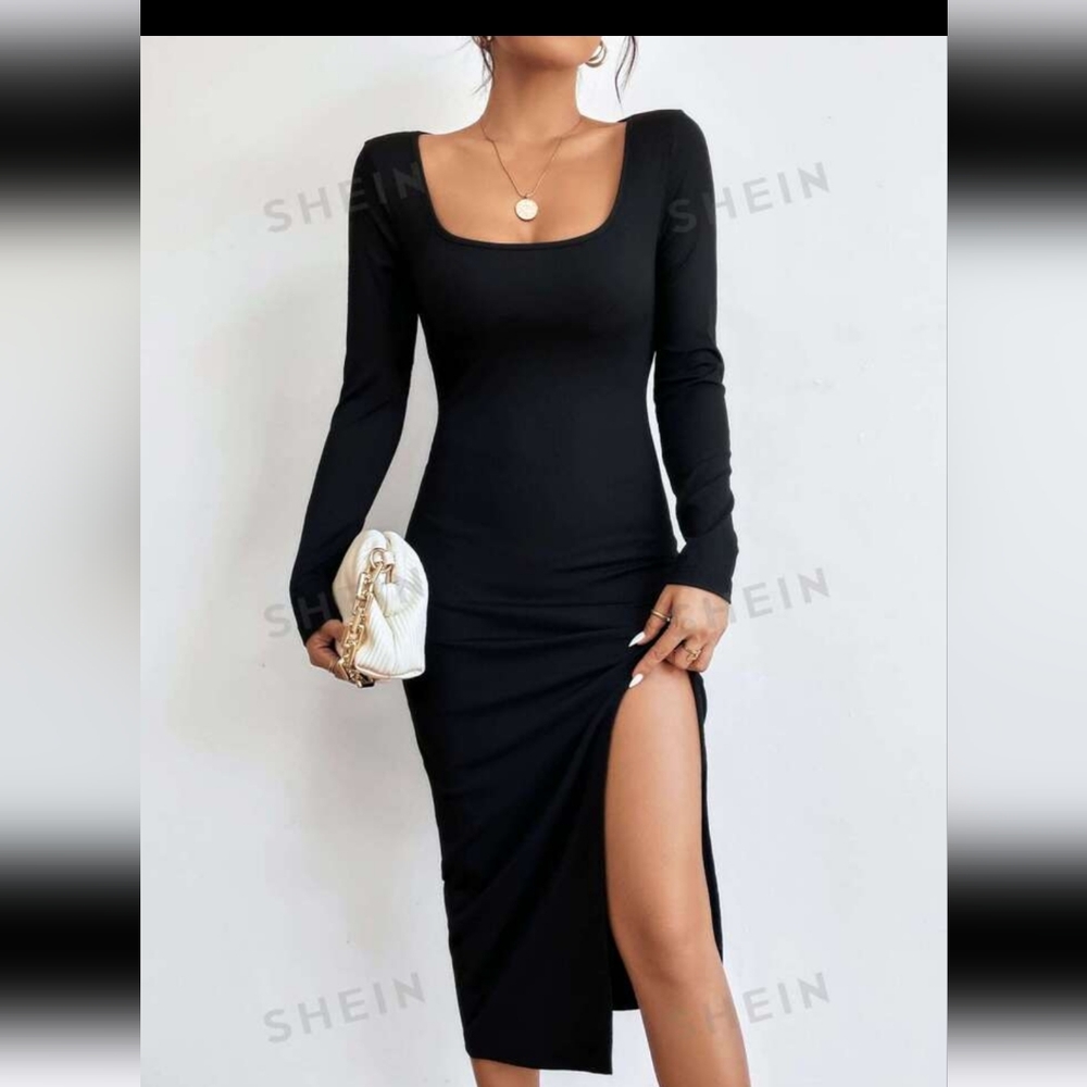 Black midi split dress🖤 - Picture 2 of 3